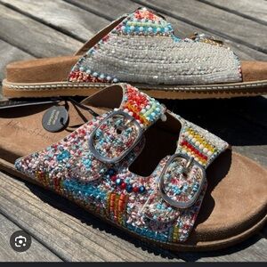 House of Harlow 1960 Multicolor Beaded Sandals